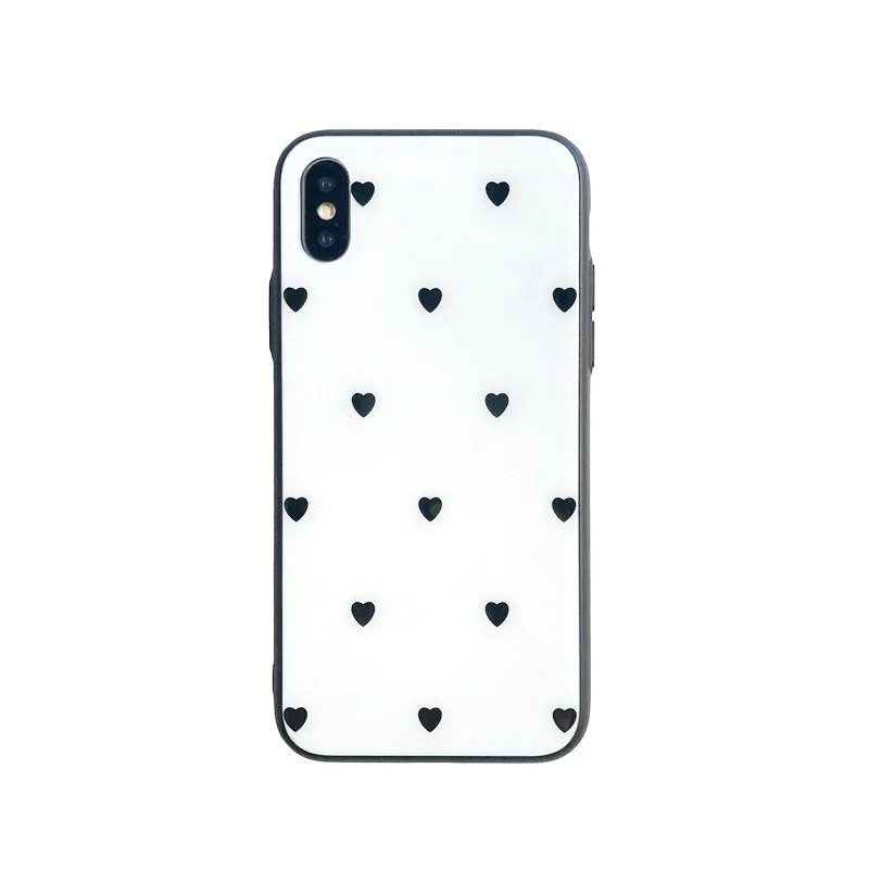 GlamPhoneCase White Love Heart Glass Phone Case for IPhone 6 6s 6plus 7/7plus Sweet Anti-knock Hard Cover For iPhone 8 8plus X |