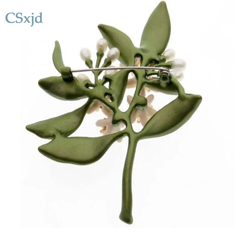 Винтажная брошь CSxjd золотого и белого цвета с натуральным жемчугом зеленая