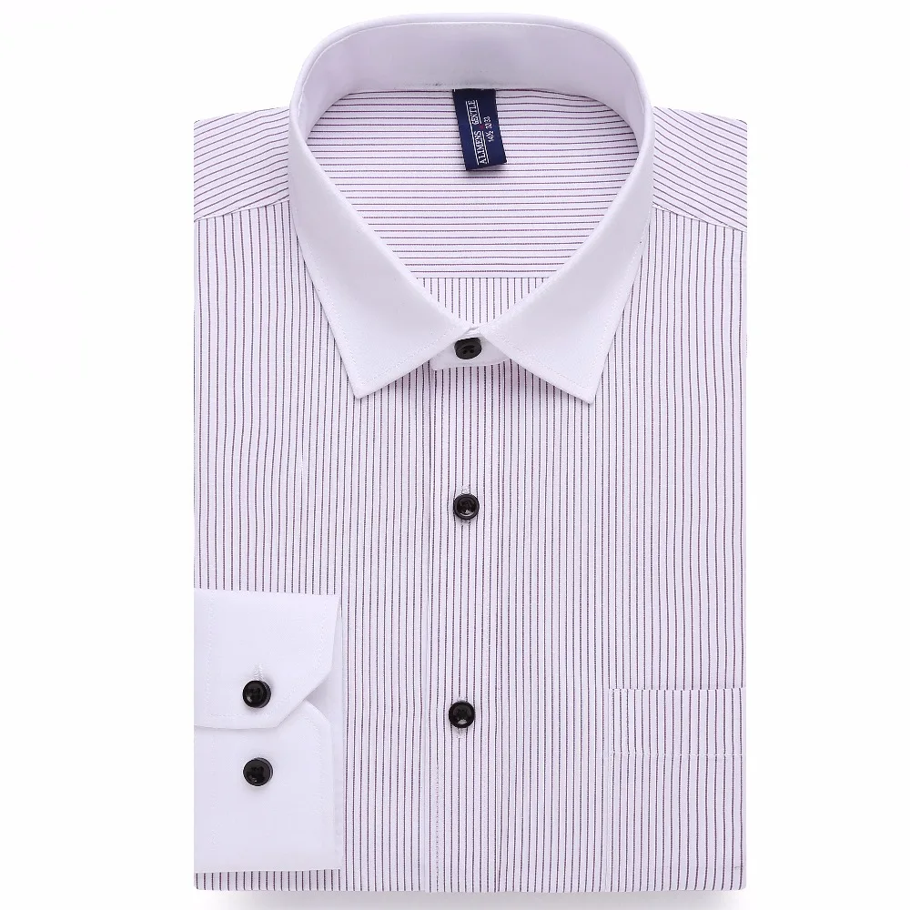 Мужская Повседневная рубашка в полоску хлопковая деловая с длинным рукавом