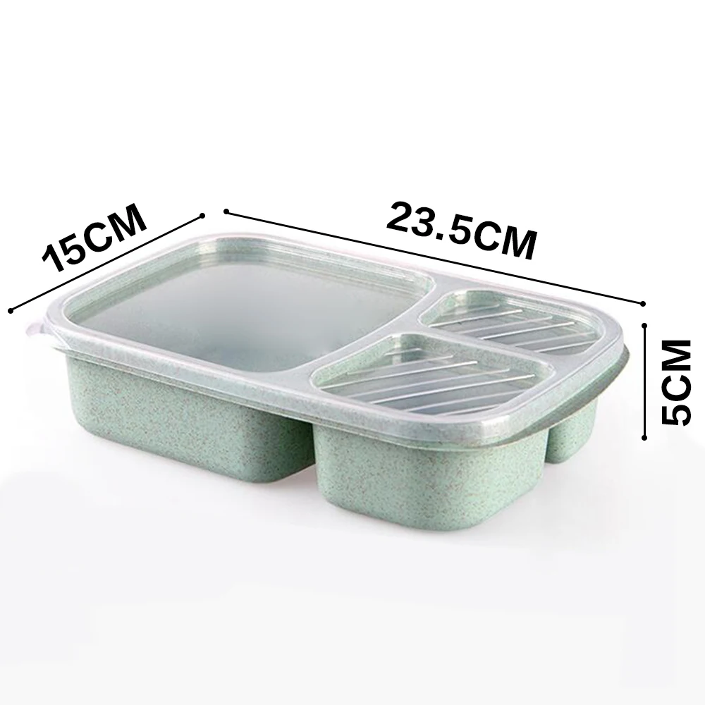 Bento Box с крышкой 3 сетки Пшеничная солома микроволновая пищевая коробка