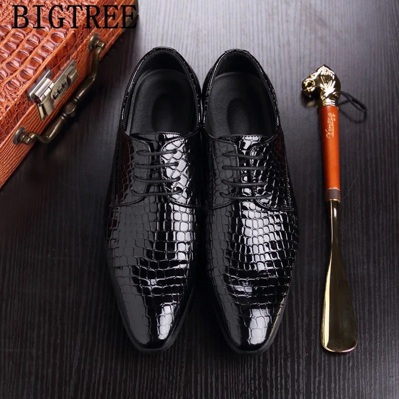 Обувь из крокодиловой кожи Мужские классические брендовые свадебные туфли