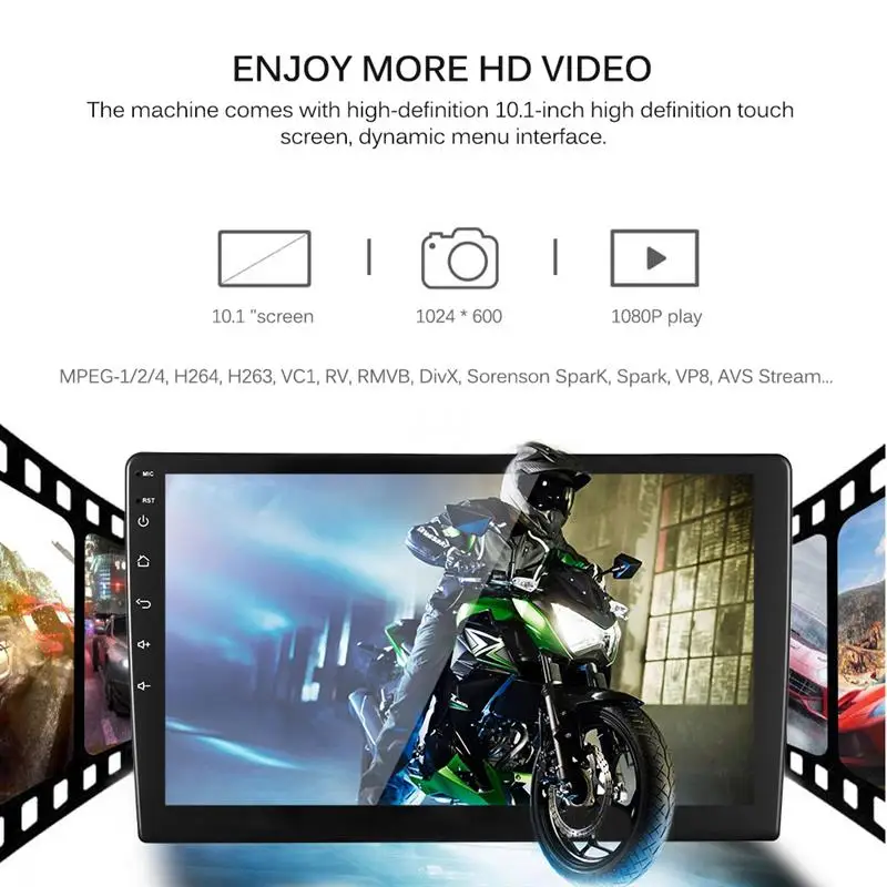 10 дюймов 1080P 2Din ультра тонкий двойной сенсорный экран четырехъядерный Android автомобильный стерео радио Зеркало Ссылка с управлением рулевого колеса