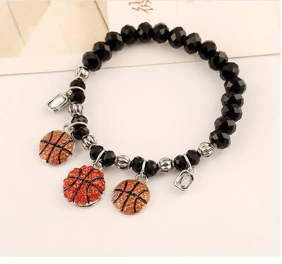 one piece mix sport style soccer/basket ball/base ball/volley ball/ charm crystal beads stretch bracelet xyb114 | Украшения и