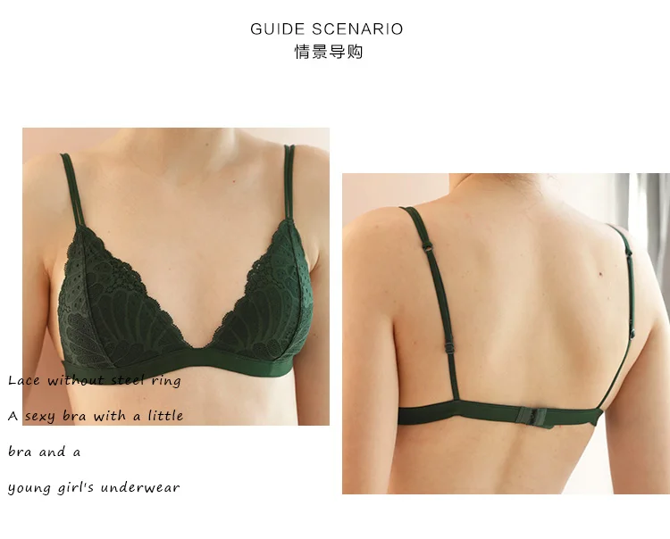 French Lace Underwear Thin Padded Push Up Bralette Translucent Sexy Pantie Small Boobs Comfortable Female Lingerie Wireless Cami