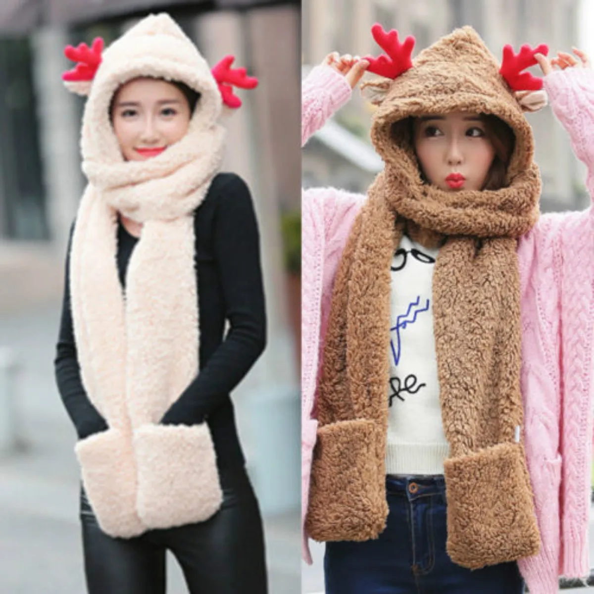 Christmas Gift Gloves hats scarves three pieces of Scarf Warm Shawls Scarves |