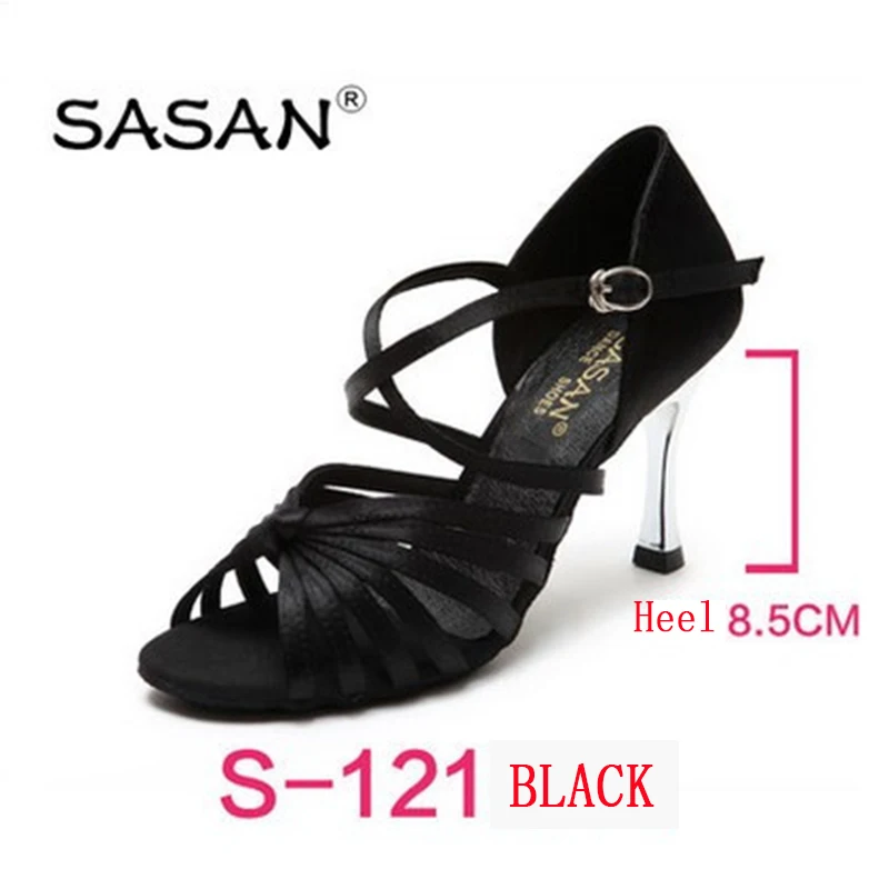 Party Ballroom Professional Dance Shoes Upscale Flash Satin Ladies Aerobics Shoes Latin Dancing Sneakers Buckle Heel SASAN S-121