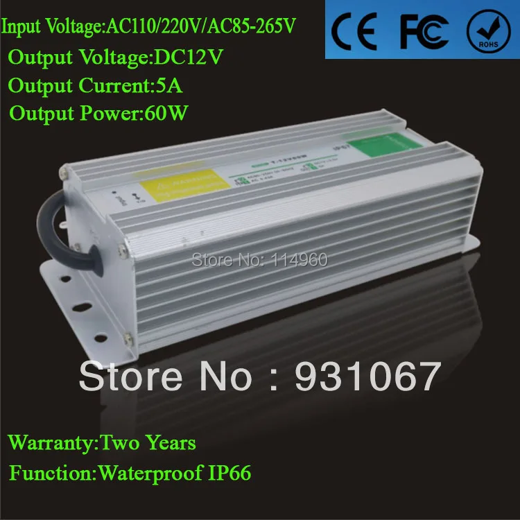 Supernova распродажа водонепроницаемый IP66 Power Supply12v 5A 60 Вт уличный светодиодный