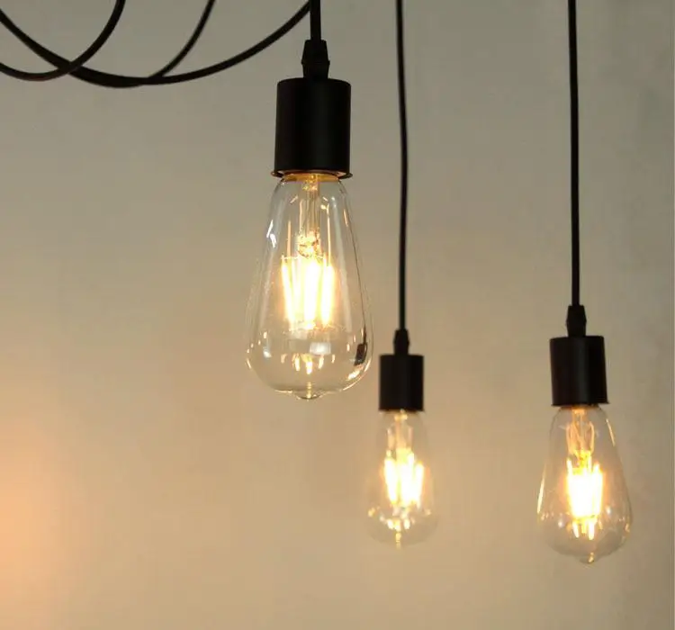 Скандинавская ретро-люстра Adeeing с лампочками Эдисона винтажная Регулируемая