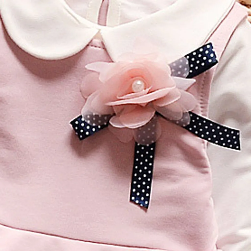 Kids Fashion 2pcs Set Baby Girls Clothing Sets Long Sleeve Flower Princess Tulle Dress T shirt Summer Clothes Children Suit | Детская