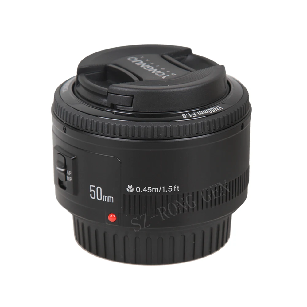 Аутентичный YN50mm объектив с фиксированным фокусом EF 50 мм F/1,8 AF/MF объектив с большой апертурой объектив с автофокусом+ 52MVUV+ бленда для Canon DSLR Camer