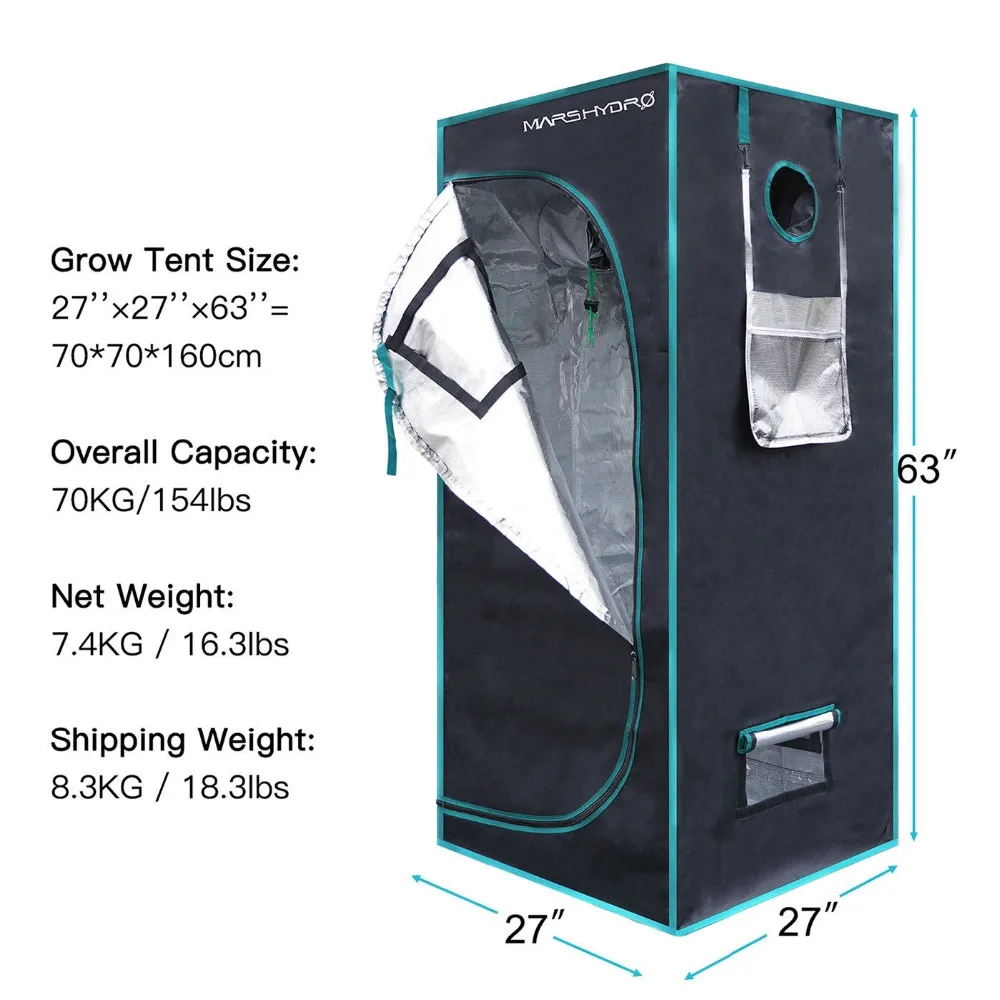 1680D Mars Hydro 70X70X160 см Крытый тент для выращивания растений, садовые теплицы