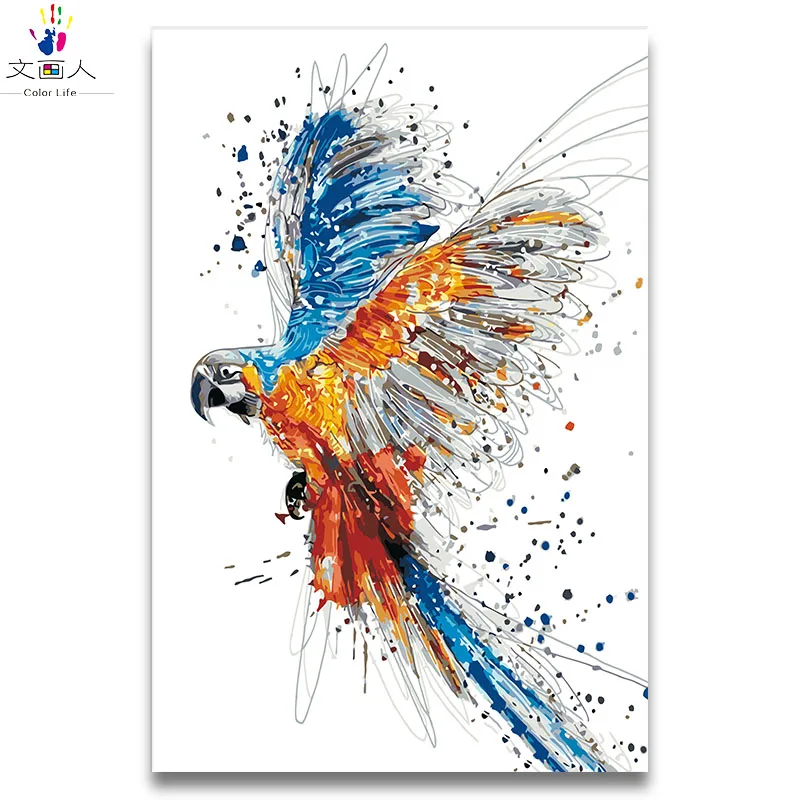 6245 parrot Раскраска по номерам акварельные животные фотографии попугая картины Летающие птицы краски s по номерам с краской цвета для hoom - Цвет: 6245 parrot