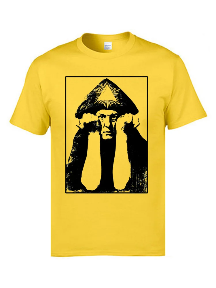 Футболка Aleister Crowley с персонажами новые европейские Топы И Футболки круглым