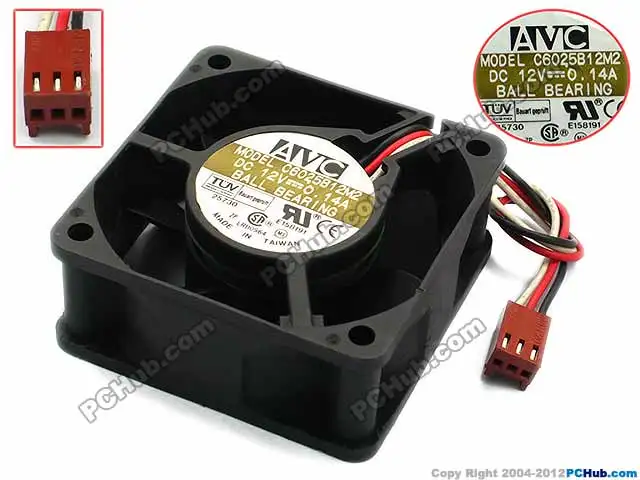 

AVC C6025B12M2 DC 12V 0.14A 3-Wire 60x60x25mm Server Cooling Fan
