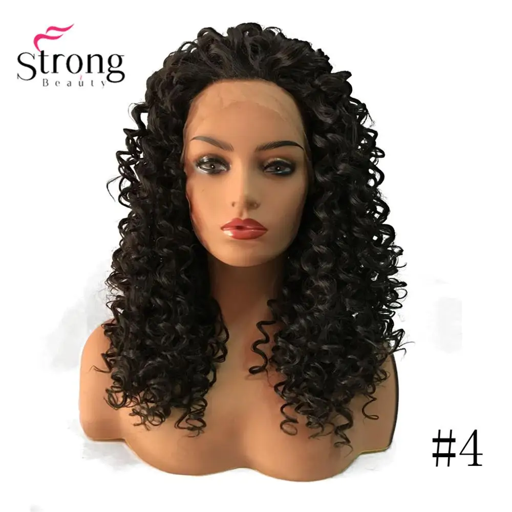 4 StrongBeauty синтетические волосы на кружеве Искусственные парики коричневый/черный длинные нахальный вьющиеся волосы шиньон синтетическ - Цвет: 4