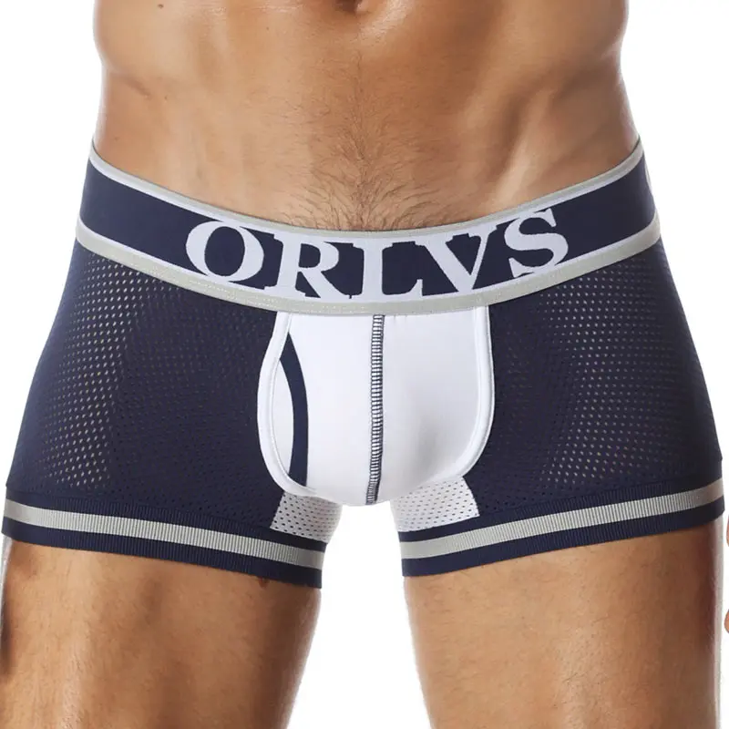 ORLVS 2018 Panties Mens Underwear Mesh Boxers Cotton Boxer Men Breathable Shorts Plus Size Sexy | Мужская одежда
