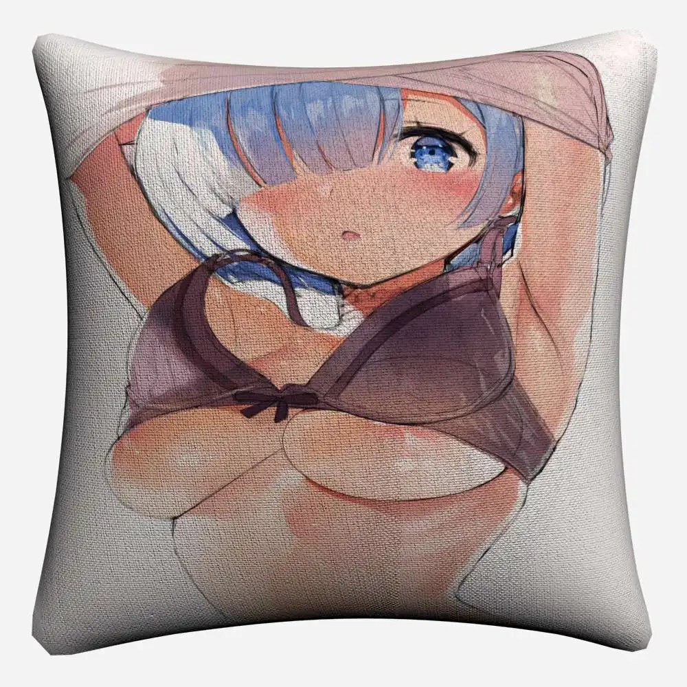 Re Zero пикантные Kawaii для девочек в стиле аниме, декоративное хлопковое белье Наволочка на подушку размером 45*45 см для диван кресло подушка чехол домашний декор Almofada - Цвет: 1
