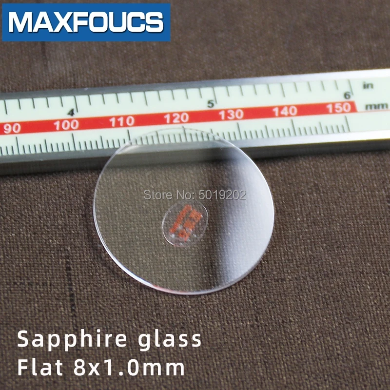 8x1.0mm Плоские толстые 0,8-1,0 мм часы с сапфировым стеклом части против царапин Круглое прозрачное Хрустальное стекло для ремонта часов Диаметр 6-10,5 мм - Цвет: 8x1.0mm
