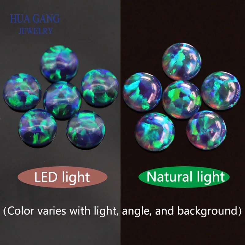 opal loose lab created gemstone round shape flat base stone cabochon created beads for jewelry making 3mm-8mm free shipping - Цвет: OP19