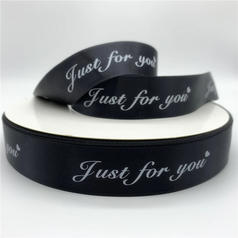 5 ярдов/лот 25 мм полиэфирная лента с принтом "Just For You" ручной работы Романтический Подарочный упаковочный ремень для свадебных украшений