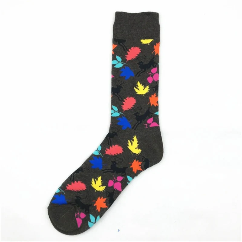 51116 Moda Socmark Новые хип-хоп хлопковые мужские носки Harajuku Happy Funny Ax Leaf Comb нарядные носки для мужчин Свадебные Рождественские подарки - Цвет: 51116