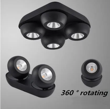 360 ° Регулировка поверхностного монтажа Потолочный светильник с регулируемой