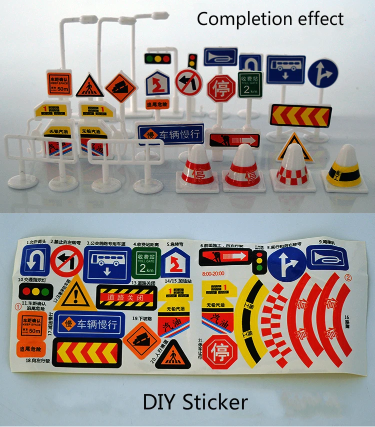 Детские развивающие игрушки DIY песочный стол модель сцены дорожные знаки 28PIC/lot Play