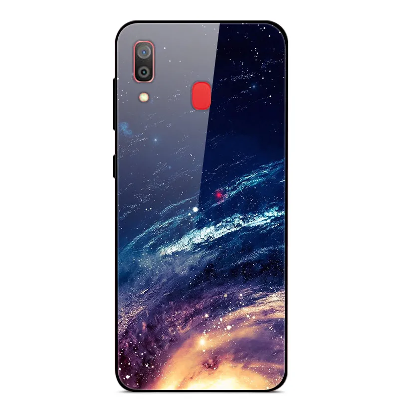 34 B для samsung Galaxy A30 чехол A 30 стеклянный жесткий чехол для телефона s для samsung Galaxy A30 чехол A20 Мягкий Бампер закаленное покрытие 6,4 - Цвет: 34