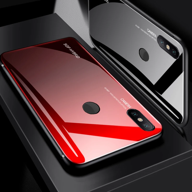 Градиентный чехол из закаленного стекла для Xiaomi Mi A2 Lite задняя крышка стекло 8 Mi8 SE