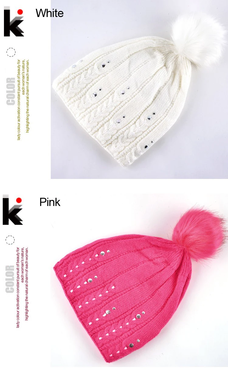 Шапка женская вязаная шапка Miss Beanies зимняя шапка для девочек s женская шапка головные уборы для женщин заклепки Gorro чистый цвет Casquette Beanie