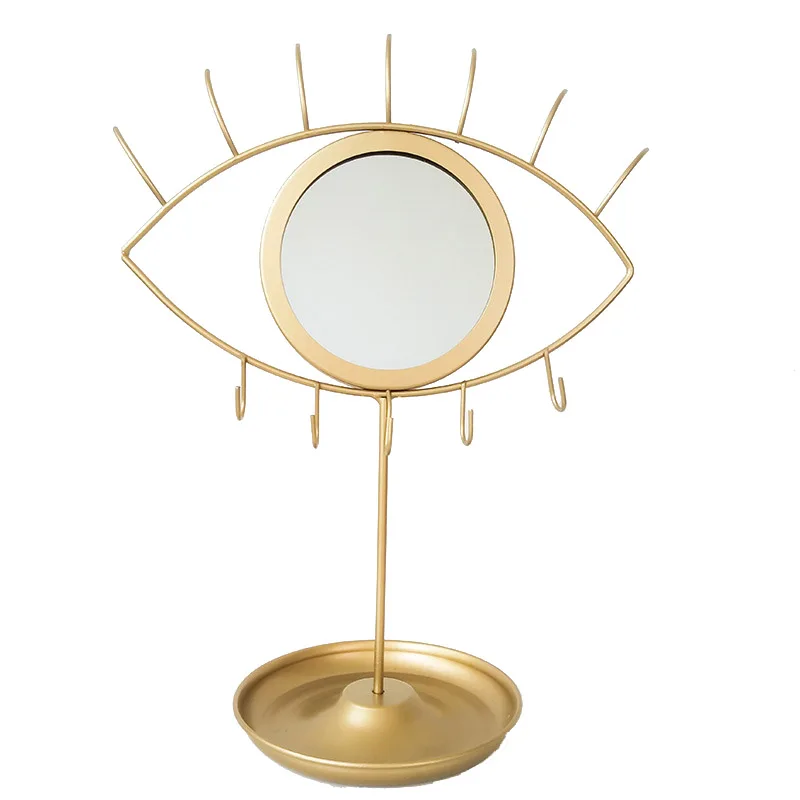 

Quail Creative Eye / Rabbit Shape Makeup Mirror,Nordic Style,Gold Trim,Decorative Mirror,with Jewelry Hook,Storage Tray