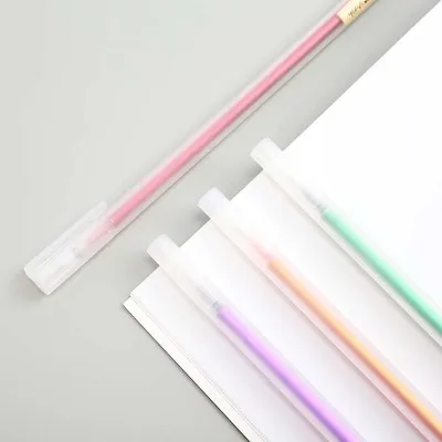 Jonvon Satone 30 Pcs Wholesale Gel Pen Stationery Supplies Brief Transparent Scrub Brushes Multicolour Pen Unisex Pens 6 Color