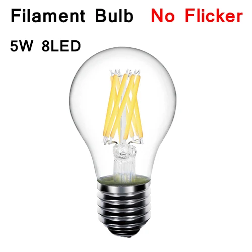 Filament Bulb 5W8LED 110 V/220 V без мерцающие, светодиодные лампы E27 светодиодный светильник E26 4 W 5 W 6 W 7 W 8 W 9 W 12 W 15 W 18 W постоянный ток в режиме реального Мощность Светодиодный Люстра Освещение - Испускаемый цвет: Filament Bulb 5W8LED