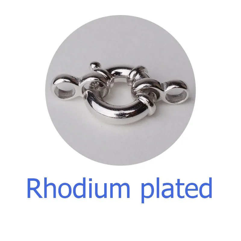 Rhodium plated Застежка, 10 мм 1-strand Твердые 925 стерлингового серебра застежки на ожерелье, посыпанная морская застежка с подвижным кольцом для ожерелья/браслета - Цвет: Rhodium plated