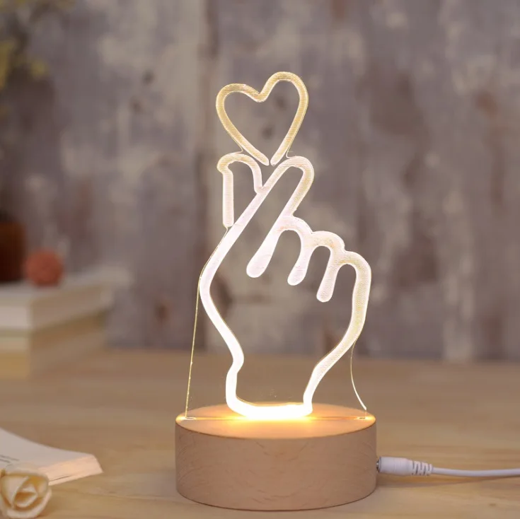 Горячая Распродажа настольная лампа 3D Love Gesture для светодиодного фестиваля