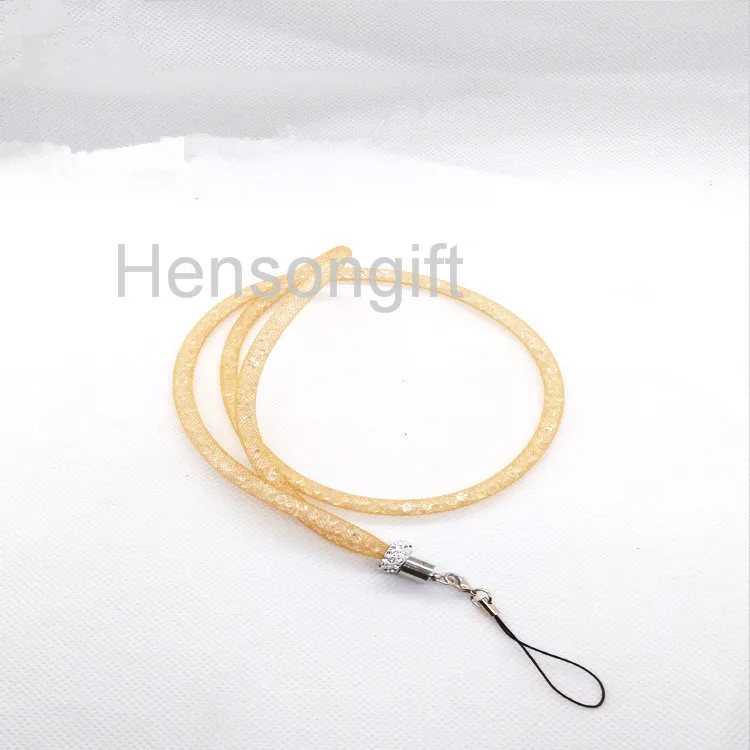 Кристалл Bling Key Lanyard ID значки держатели сетки пряжа мобильный шеи ремни создание цепи браслет 8 цветов