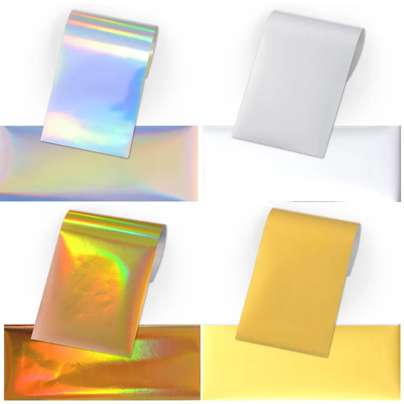 8 шт. лазерные блестящие наклейки для ногтей Золотой Серебряный ноготь бумажные