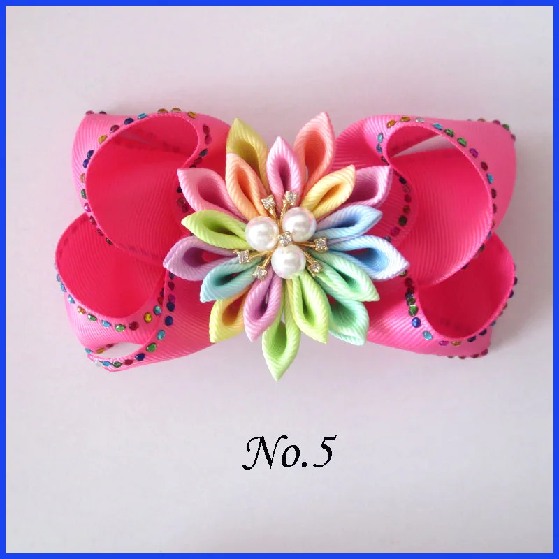 2 blessding Girl Rhinestone Rainbow 4," блеск ABC волос лук клип цветок