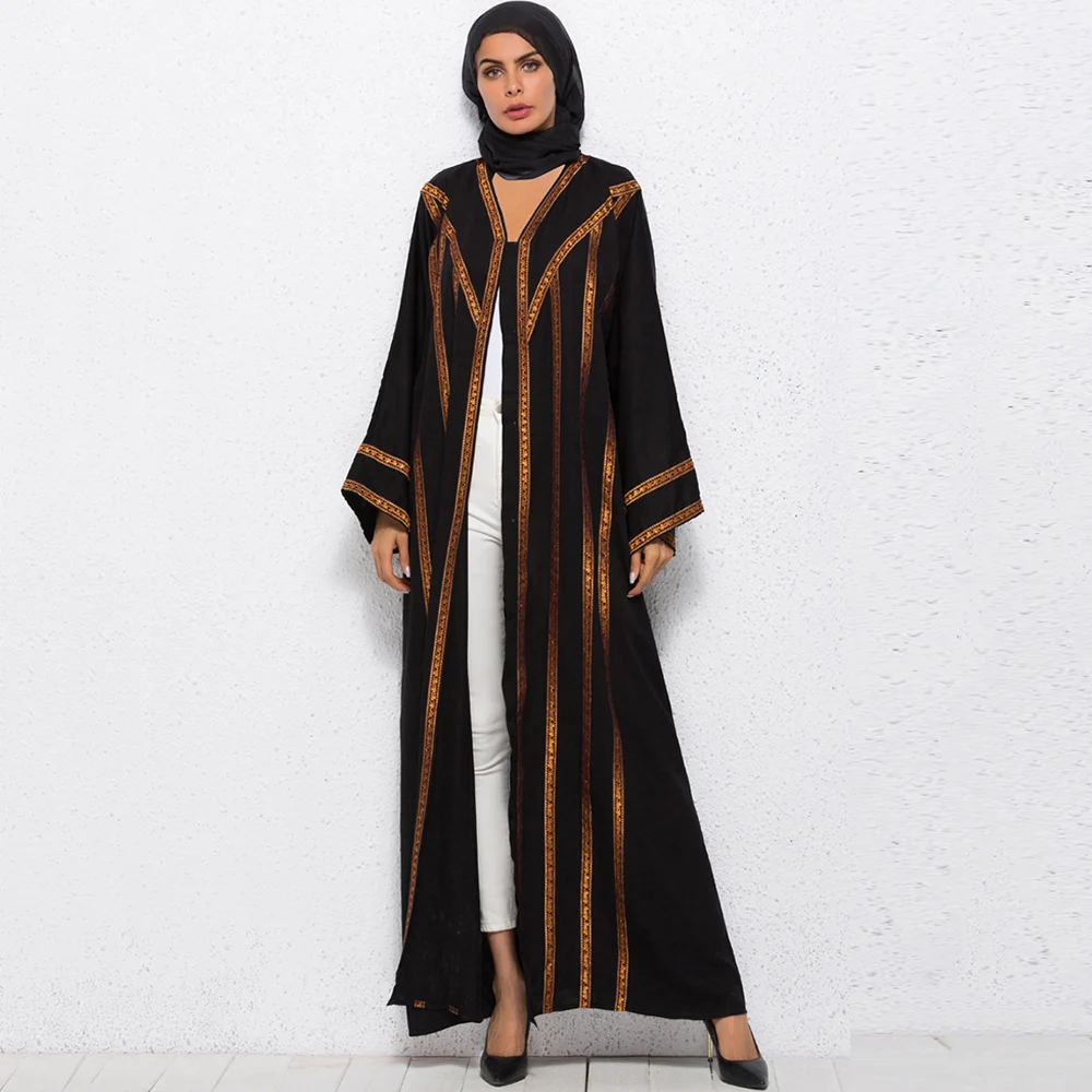 Мусульманские Abayas платье Для женщин Кафтан Повседневное плюс Размеры халат