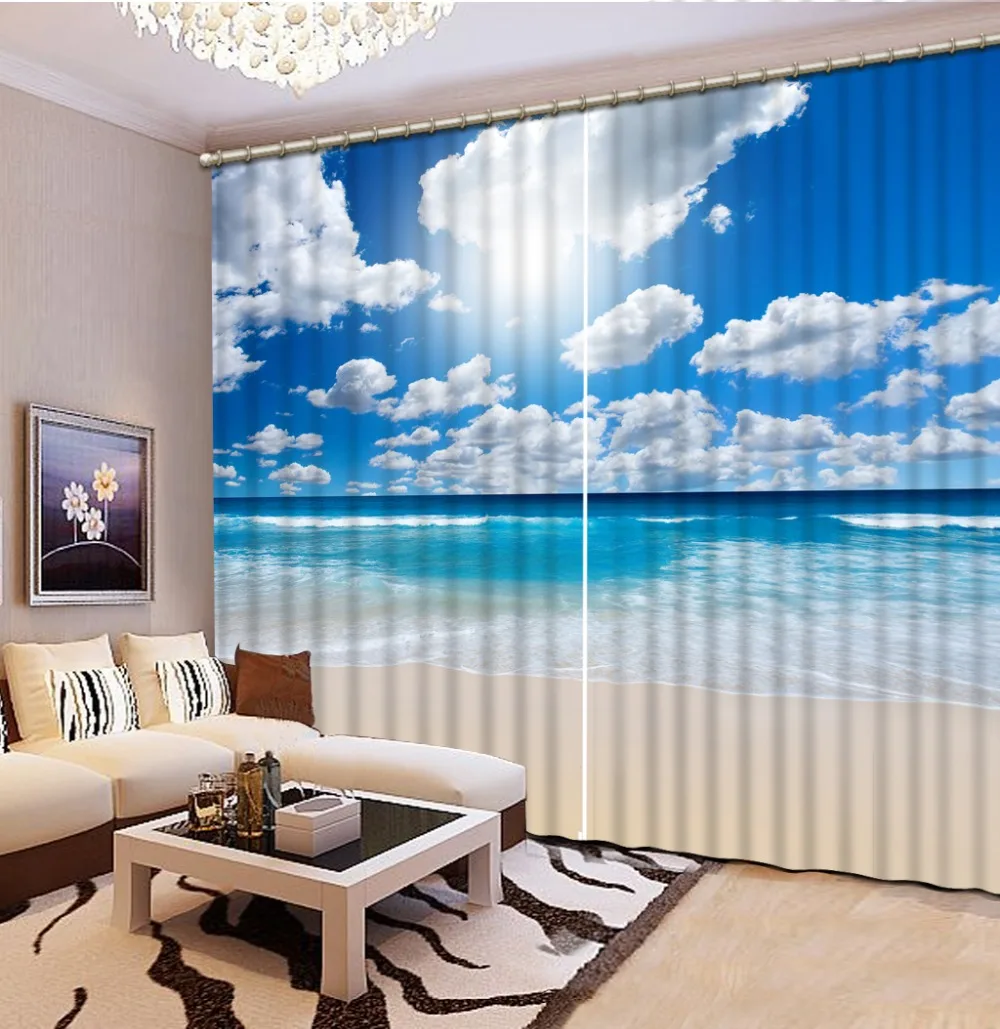 3d-шторы с солнечными белыми облаками светонепроницаемые шторы для гостиной