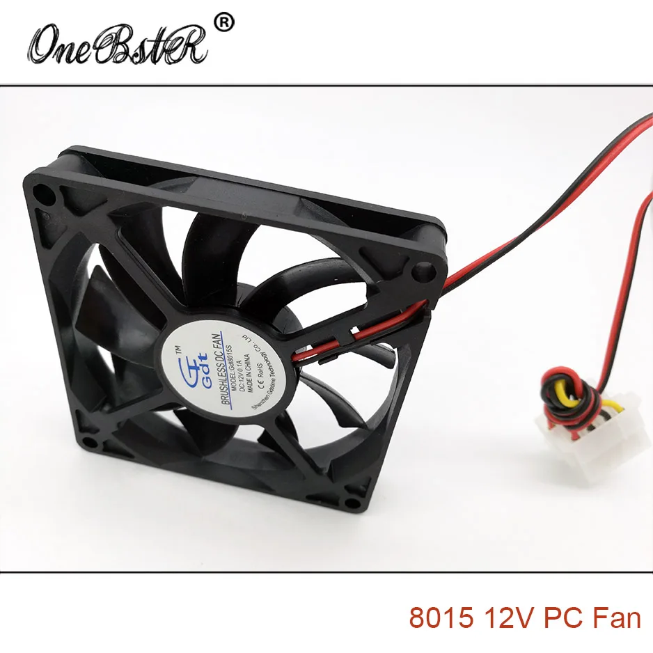 8015 DC 12V 0.1A бесщеточный рукав вентилятор 8 см 80 мм 80X80X15mm большой 4Pin блок питания