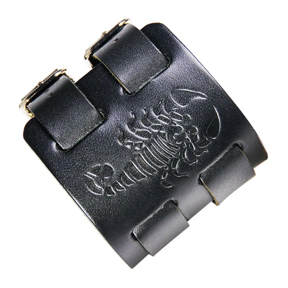 2461 Black UBEAUTY винтажный подлинный панк кожаный широкий браслет рок воловья кожа браслеты повседневные мужские черные и коричневые ювелирные аксессуары - Окраска металла: 2461 Black