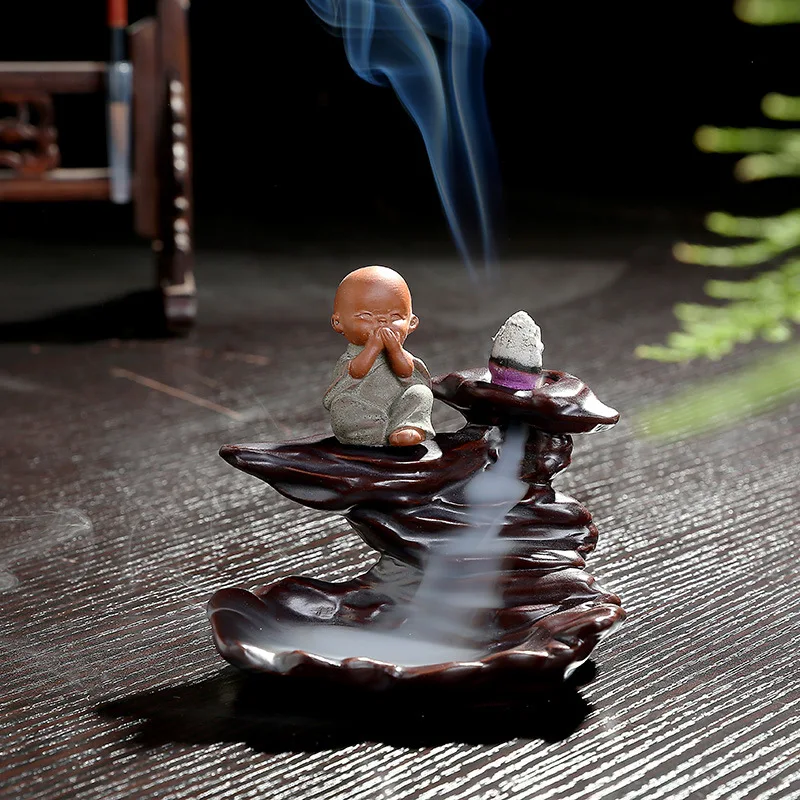 Домашние украшения креативные благовония горелка маленький монах Blackflow конусы