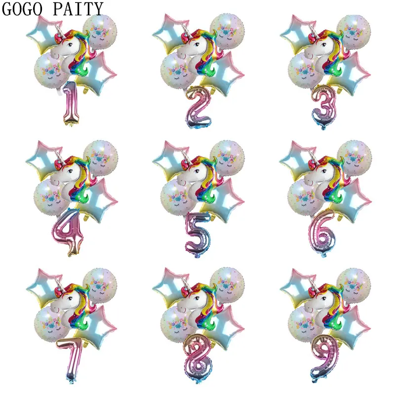 GOGO PAITY, новинка, 6 шт./лот, 32 дюйма, градиентные цвета, единорог, алюминиевые шары, для дня рождения, вечеринки, свадьбы, декоративные шары