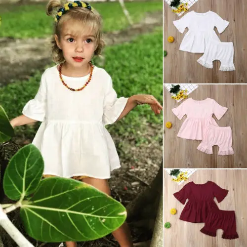 Брендовая Милая одежда для маленьких девочек платье с расклешенными топами +