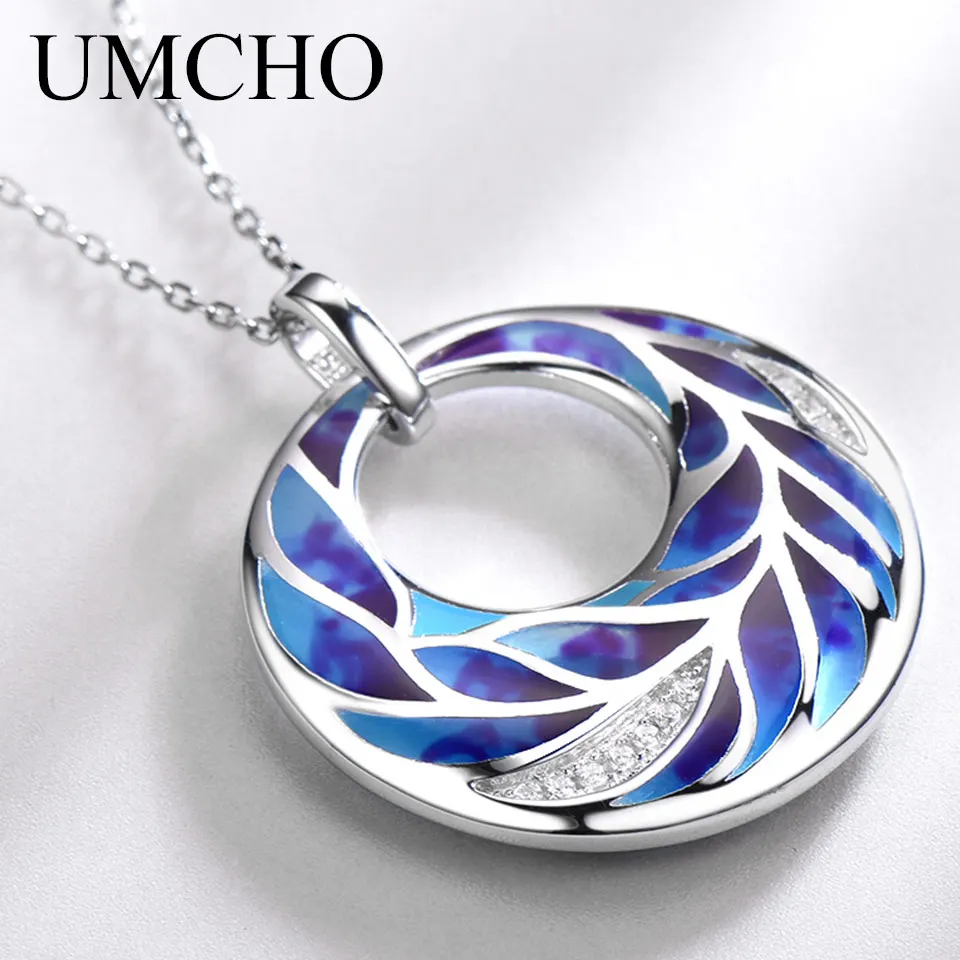 Женское Ожерелье с эмалью UMCHO разноцветное ожерелье из серебра 925 пробы цветком