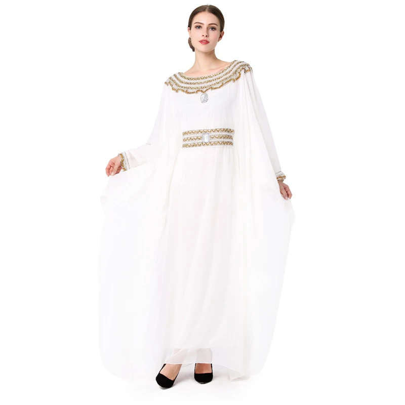 Женские туфли с вышивкой длинные рукава в мусульманском арабском платье