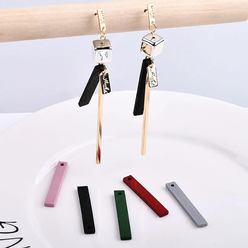 Diy ручной работы в Корейском стиле из массива дерева серьги висячие для ушей