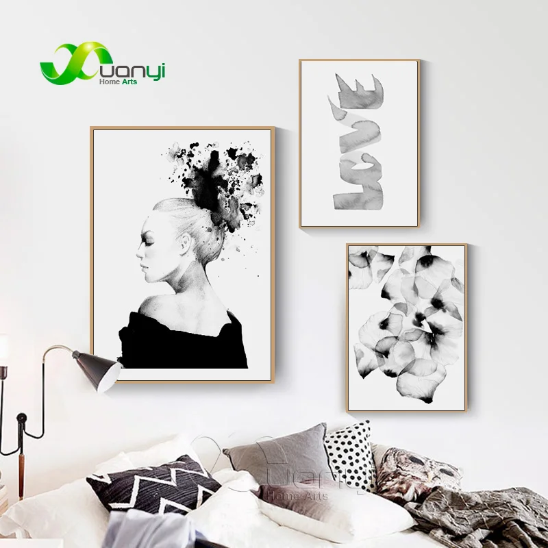 1 панель скандинавские постеры черно-белый постер для девочек в скандинавском стиле картина маслом Современная декорация для гостиной домашнего искусства без рамки