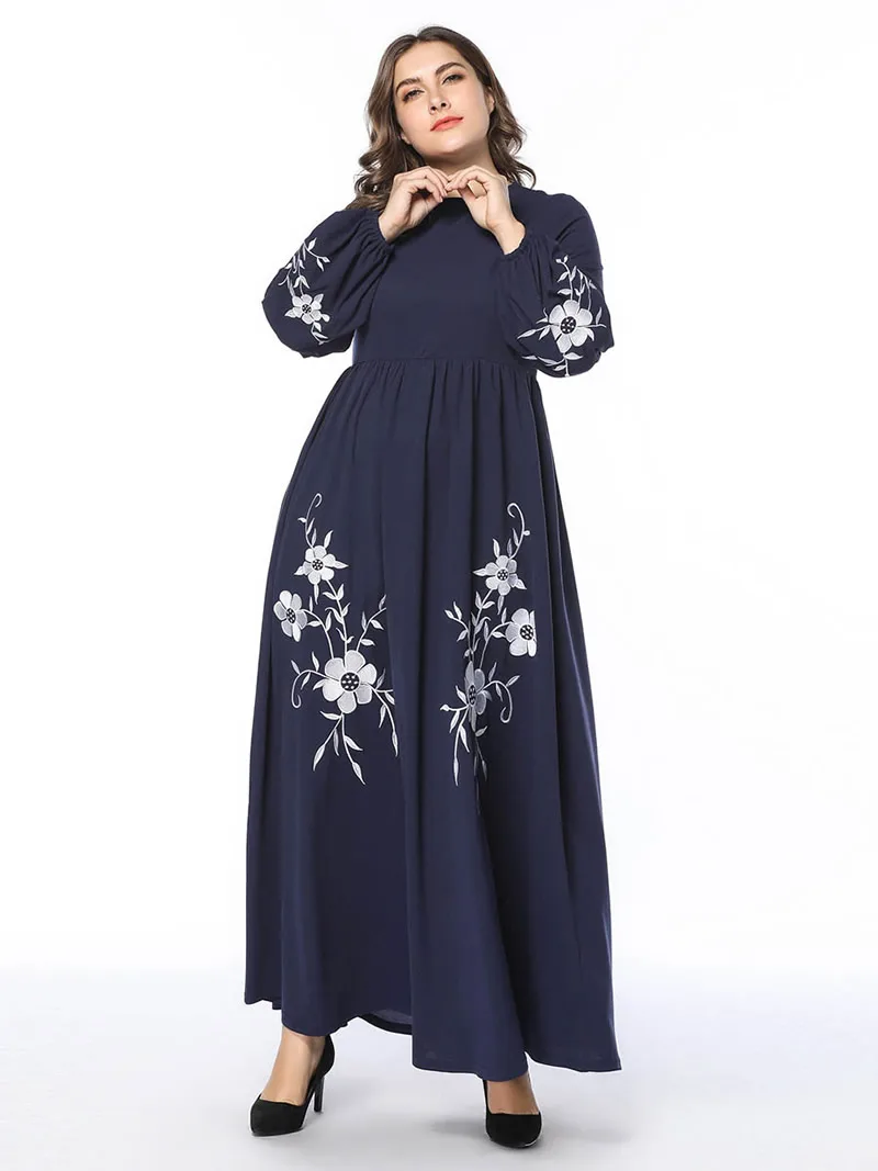 Женское длинное платье до середины Востока элегантное ярко-синего цвета с